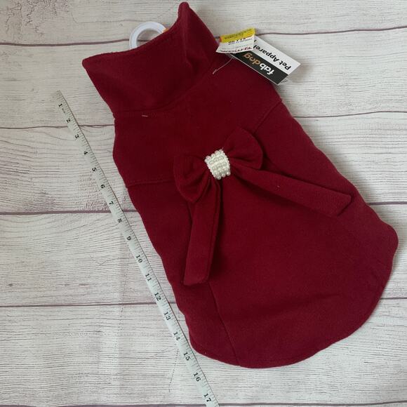 Fab Dog Maroon Red Dog Winter Dress Coat with White Bead Detail Size Medium - Picture 13 of 16